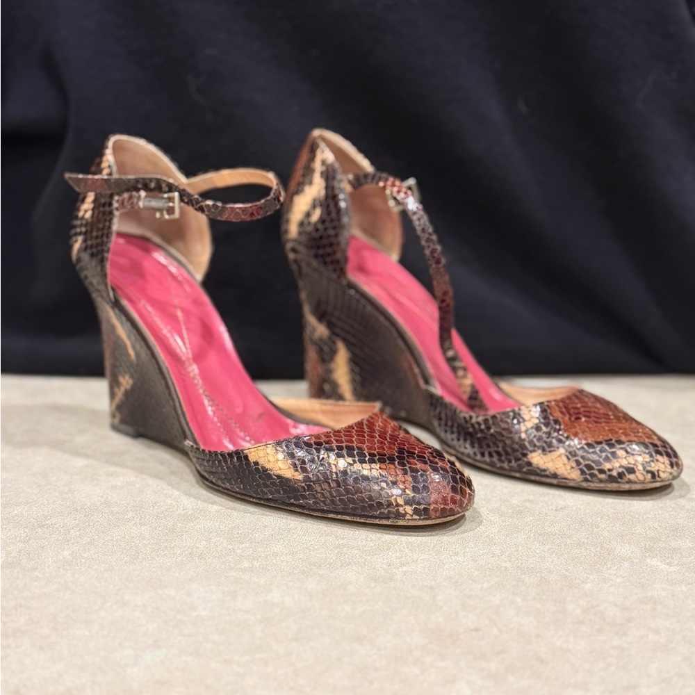 Kate Spade Snakeskin Mary Jane Wedge Heel 7.5